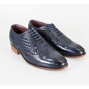 Bugatchi Men's Sondrio Navy Italian Leather Brogues Navy Size 12